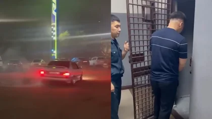 Опасный дрифт на дорогах Алматы устроили два автолихача (ВИДЕО)