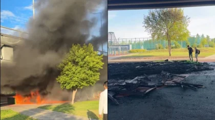 В Триатлон-парке Астаны подростки устроили поджог и уничтожили детскую площадку (ВИДЕО)