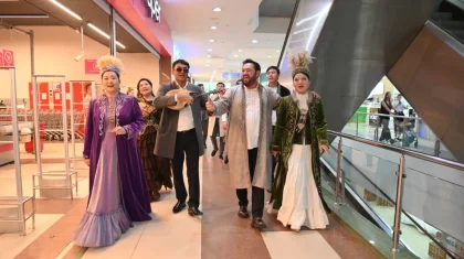 Шествие домбристов провели в ТРЦ  Mega Planet Shymkent