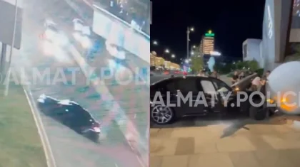 BMW вылетел с проспекта Аль-Фараби и протаранил арт-инсталляцию в Алматы (ВИДЕО)