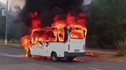 Автобус с пассажирами загорелся на маршруте в Степногорске