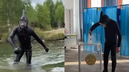 Из воды - на выборы: водолаз проголосовал на выборах Курултая в ВКО
