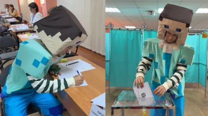 Герой Minecraft появился на избирательном участке в Уральске