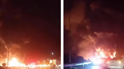 Фура с 22 тоннами масла сгорела дотла на перевале в Туркестанской области (ВИДЕО)
