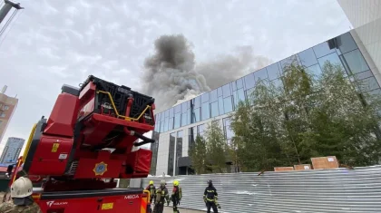 Пожар вспыхнул в строящемся жилом доме в Астане