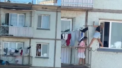 Две 8-летние девочки перелезали из окна на балкон четвертого этажа в Балхаше