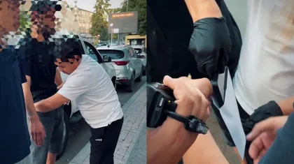 Расклеивавшего рекламные наклейки мужчину задержали в Шымкенте (ВИДЕО)