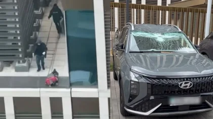 Плита с крыши Talan Towers упала на припаркованные автомобили в Астане (ВИДЕО)