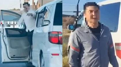 Пассажир высунулся из машины на ходу и оставил водителя без авто в Туркестанской области (ВИДЕО)