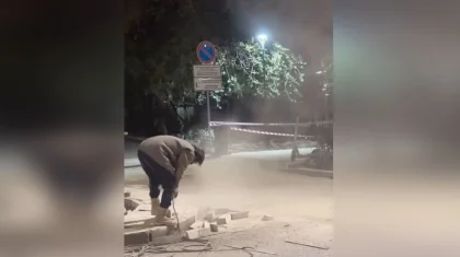 Пыль столбом: в акимате прокомментировали видео с резкой брусчатки в центре Алматы