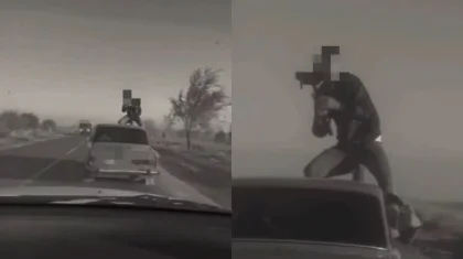 Ради эффектного ролика мужчина забрался на крышу движущегося авто в Туркестанской области (ВИДЕО)