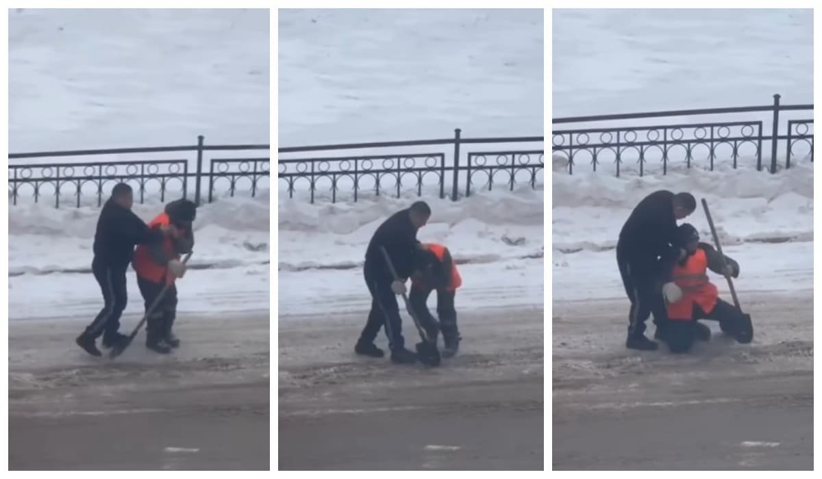 Стало известно, за что мужчина поставил на колени дорожного рабочего в ...